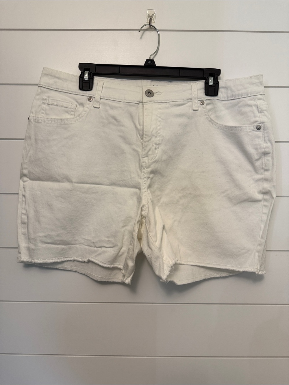 Style & Co White Raw Hem Denim Shorts